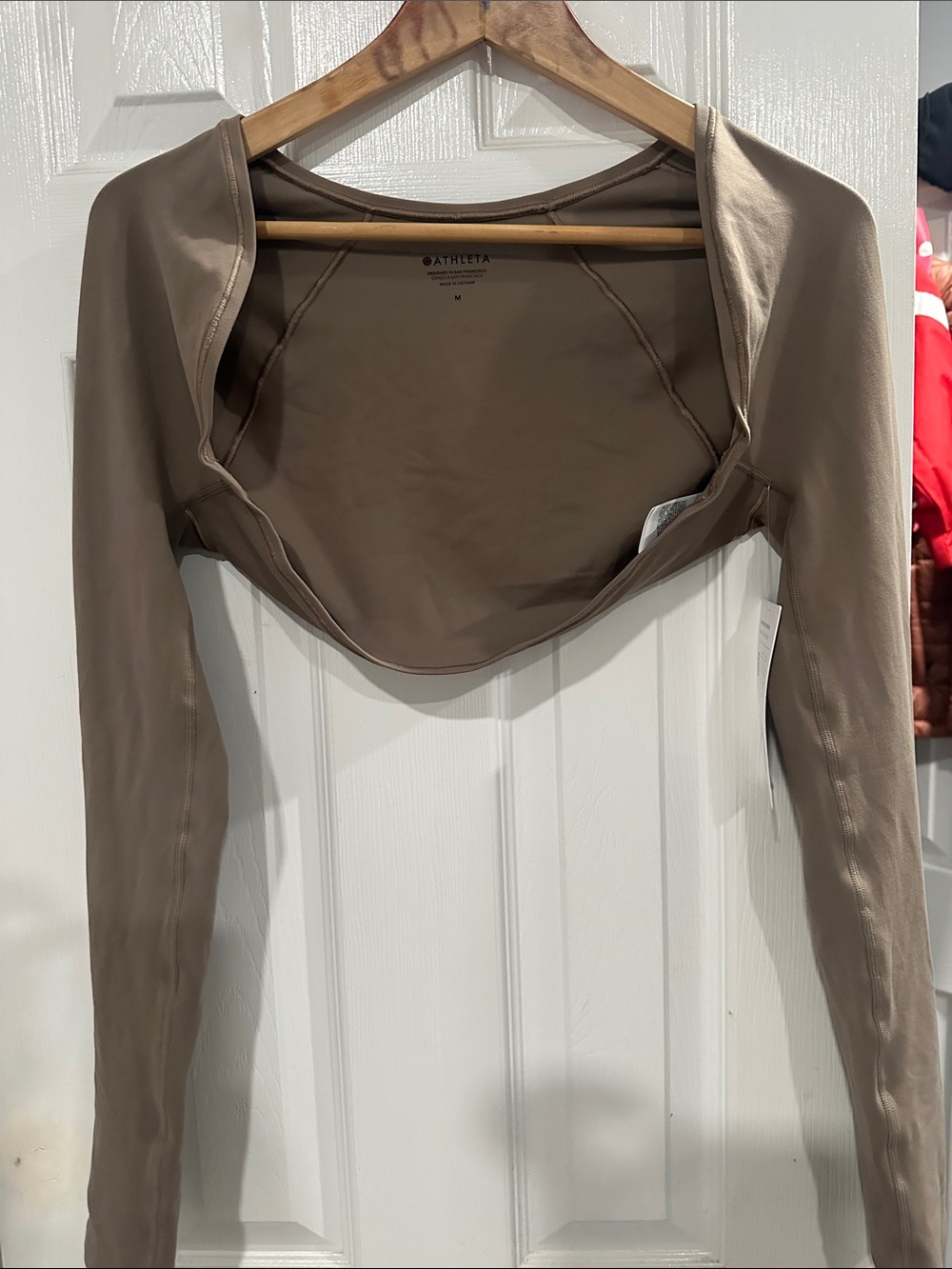 Athleta Taupe Long-Sleeve Crop Bolero Shrug